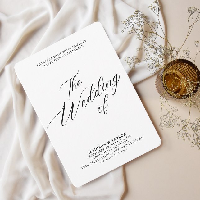 Invitación La caligrafía clásica moderna blanca el Boda de (Subido por el creador)