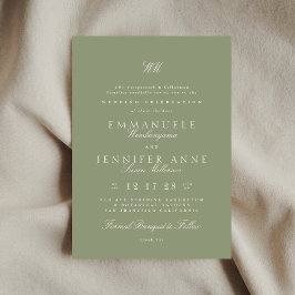 Invitación La caligrafía crema Monograma Sage Green El Boda