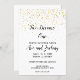 Invitación La caligrafía de confetti de oro dos se convierte 