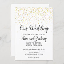 La caligrafía de Confetti de oro Nuestra invitació