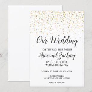 Invitación La caligrafía de Confetti de oro Nuestra invitació