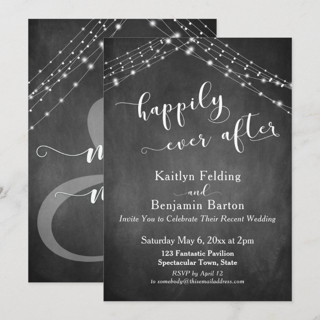 Invitación La Caligrafía De La Luz De Cartucho Es Afortunada  (Anverso / Reverso)