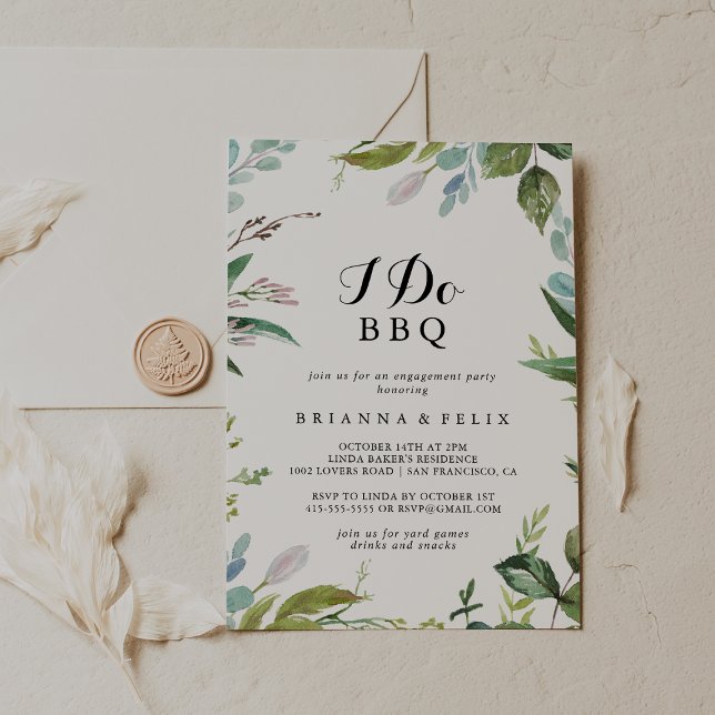 Invitación La caligrafía de la vegetación Yo hago la fiesta d (Subido por el creador)