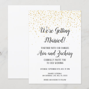Invitación La caligrafía de los pasteles de oro nos estamos c