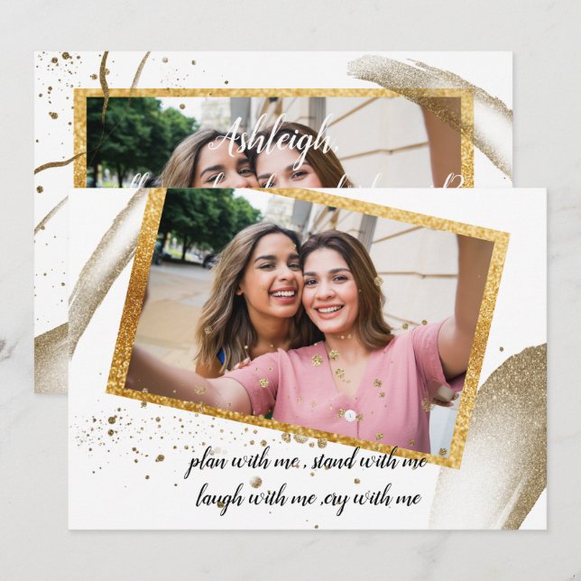 Invitación la caligrafía de moda será mi invitada de dama de  (Anverso / Reverso)