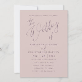 Invitación La caligrafía de oro Rosa de moda el Boda de