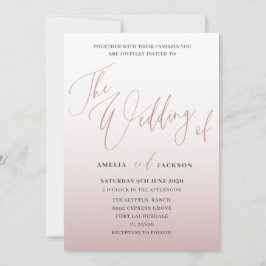 Invitación La Caligrafía De Oro Rosa Moderna El Boda De