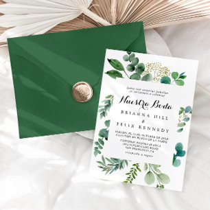 Invitación La caligrafía del eucalipto verde Nuestra Boda Bod