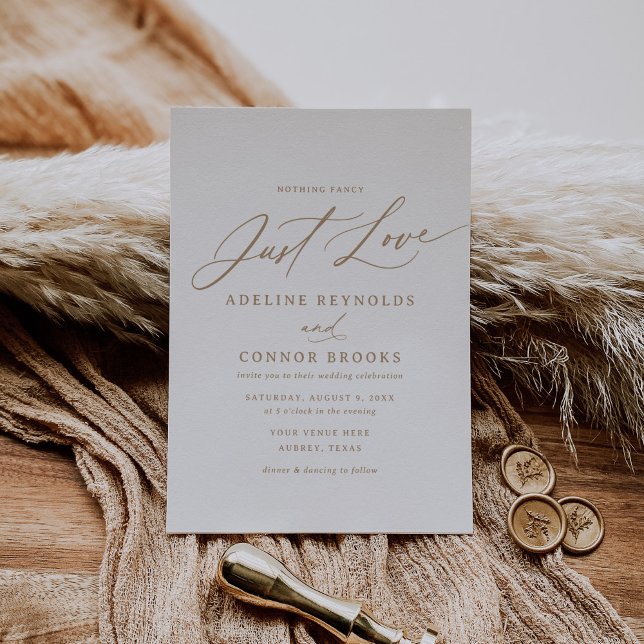 Invitación La caligrafía del oro Nada Fancy Just Love Boda (Subido por el creador)