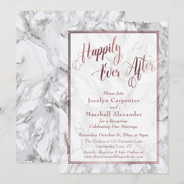 Invitación La caligrafía del oro Rosa es feliz hasta ahora de (Anverso / Reverso)