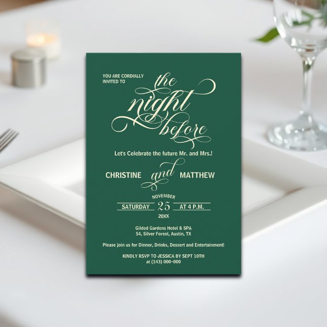 Invitación La caligrafía elegante antes del Boda Verde azulad (Subido por el creador)