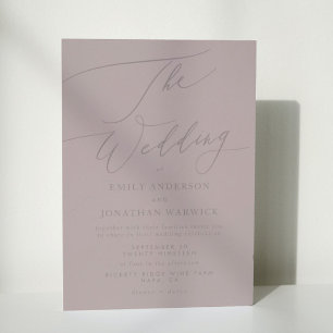 Invitación La caligrafía elegante de Mauve Taupe El Boda