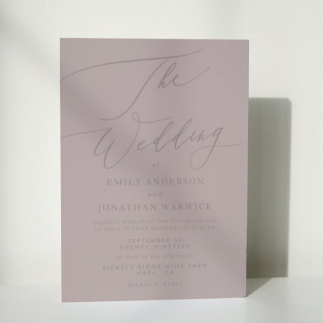 Invitación La caligrafía elegante de Mauve Taupe El Boda (Subido por el creador)