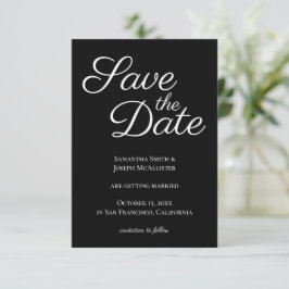 Invitación La caligrafía elegante en blanco y negro salva la 