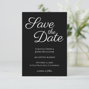 Invitación La caligrafía elegante en blanco y negro salva la 