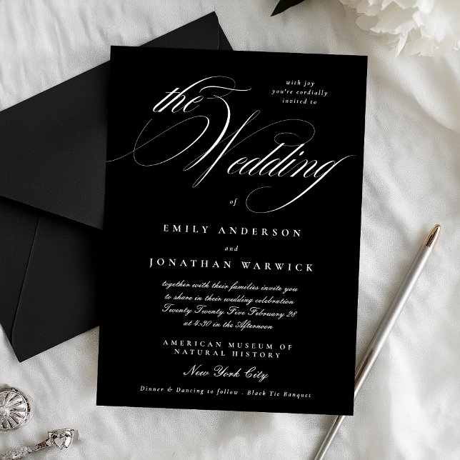 Invitación La caligrafía elegante premium de Onyx El Boda (Subido por el creador)