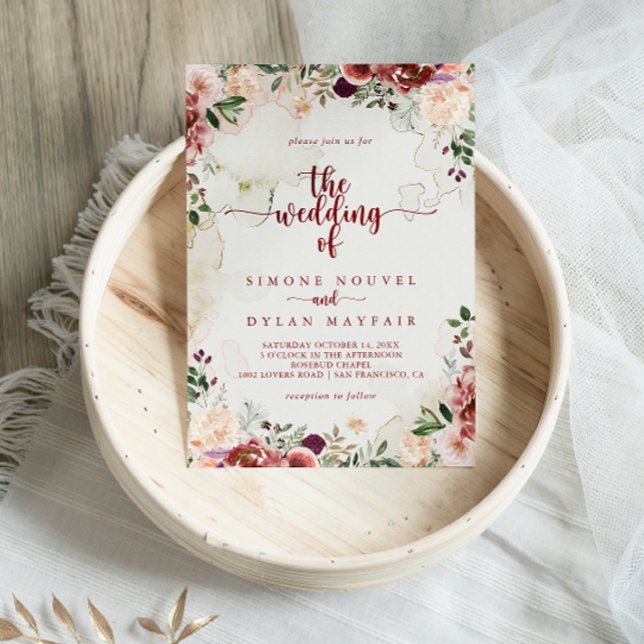Invitación La caligrafía floral de verano rústica Boda de (Subido por el creador)