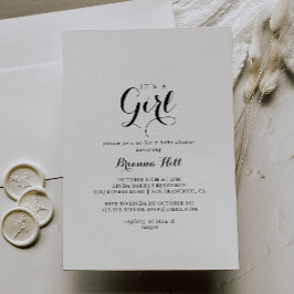 Invitación La caligrafía moderna es un Baby Shower Chica