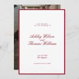 Invitación La caligrafía moderna La boda roja salva la fecha