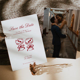 Invitación La caligrafía moderna La boda roja salva la fecha