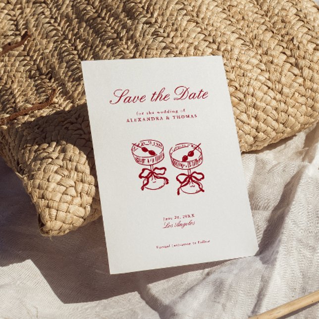 Invitación La caligrafía moderna La boda roja salva la fecha (Subido por el creador)