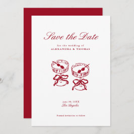 Invitación La caligrafía moderna La boda roja salva la fecha