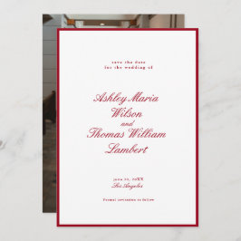 Invitación La caligrafía moderna La boda roja salva la fecha
