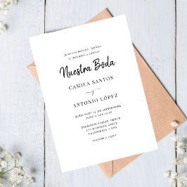 Invitación La caligrafía moderna Nuestra Boda | Boda español
