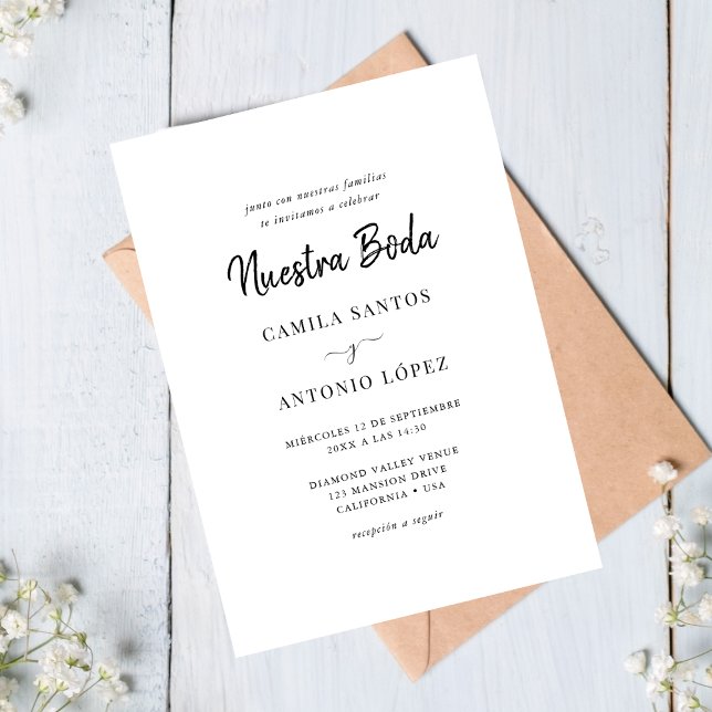 Invitación La caligrafía moderna Nuestra Boda | Boda español (Subido por el creador)