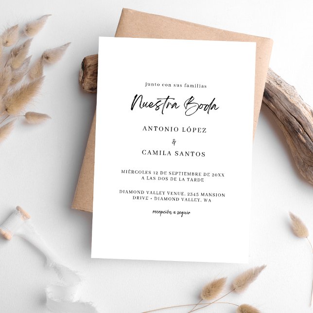 Invitación La caligrafía moderna Nuestra Boda Boda española (Subido por el creador)