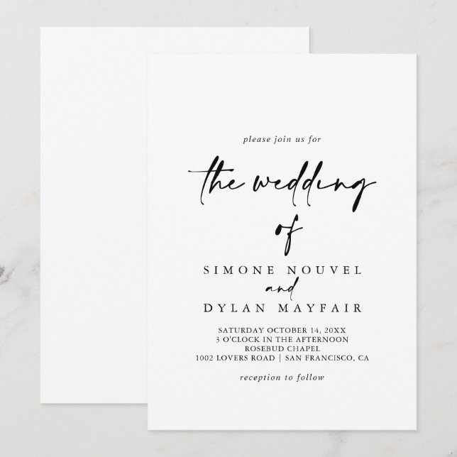 Invitación La caligrafía moderna y elegante boda de  (Anverso / Reverso)