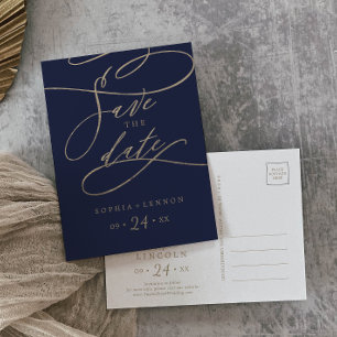 Invitación La caligrafía naval romántica salva la postal de l