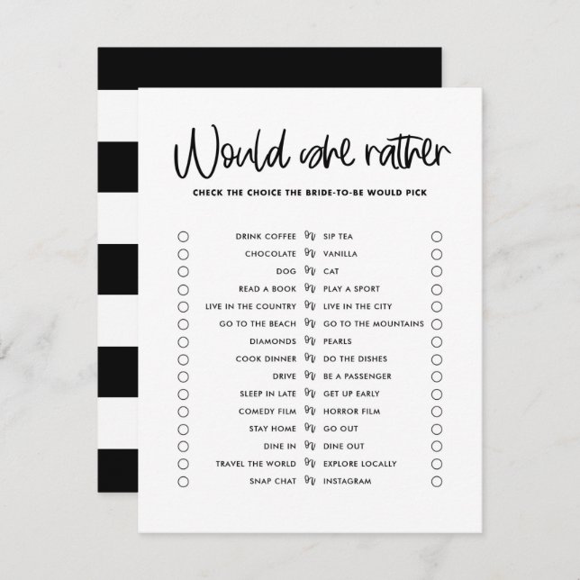 Invitación La caligrafía negra sería más bien un juego (Anverso / Reverso)