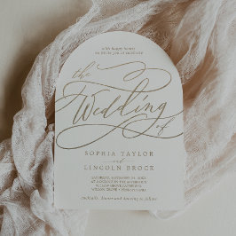 Invitación La caligrafía romántica del oro florece Boda de ar