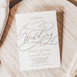 Invitación La Caligrafía Romántica Del Oro Florece El Boda De