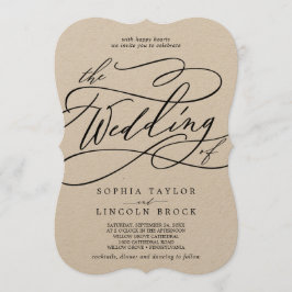 Invitación La Caligrafía Romántica Kraft Florece El Boda De