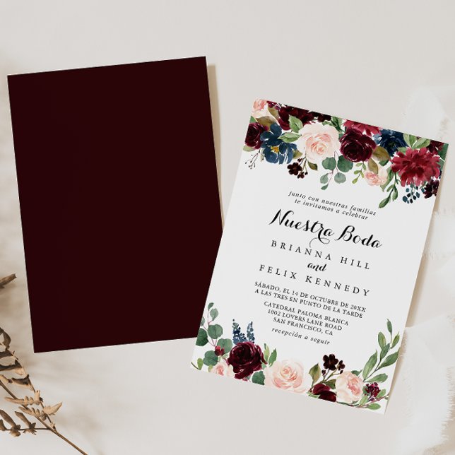 Invitación La caligrafía rusa de Borgoña Nuestra Boda Boda (Subido por el creador)