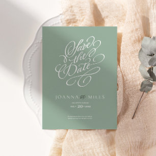Invitación La caligrafía vintage Sage Green Save the Date