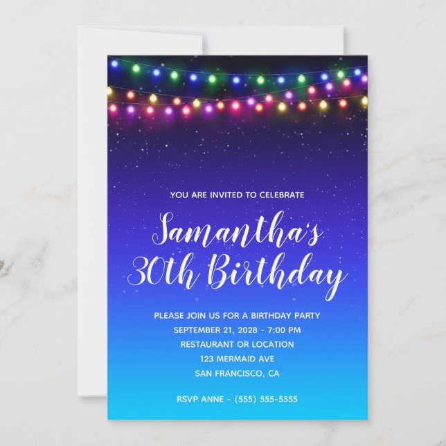 Invitación La calle Starry Ombre ilumina los 30 años (Anverso)