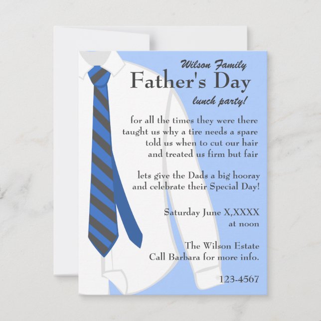 Invitación La camiseta de mi papá (Anverso)