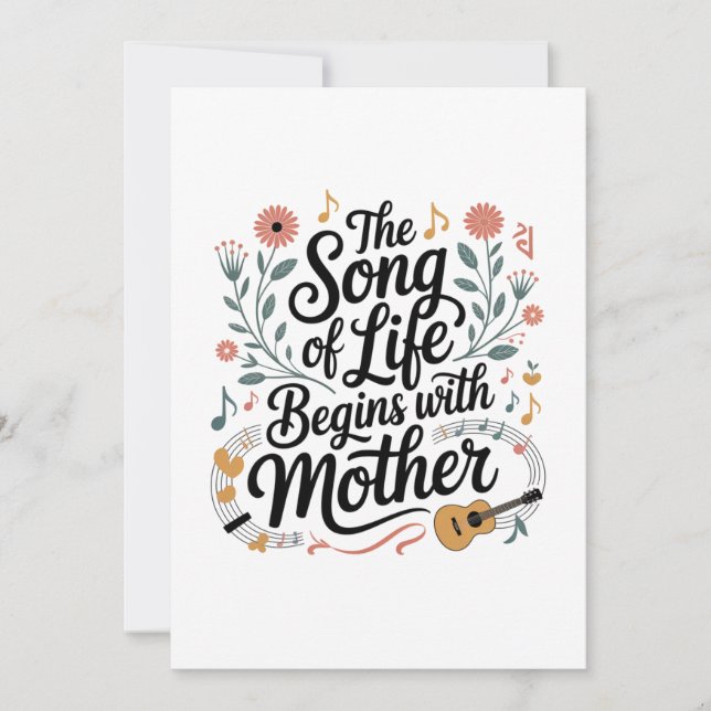 Invitación La Canción De La Vida Comienza Con Madre (Anverso)