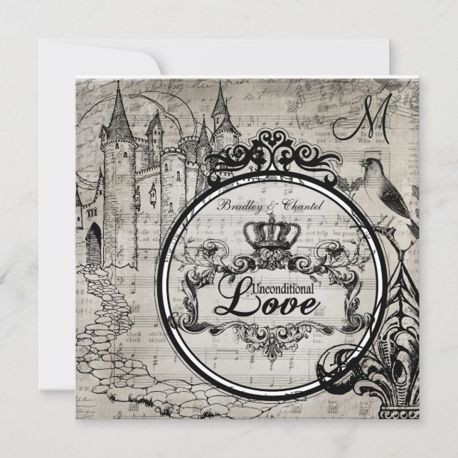 Invitación La canción pagina la boda incondicional del amor (Anverso)