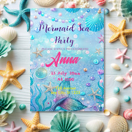 Invitación La caprichosa sirena bajo la fiesta de cumpleaños