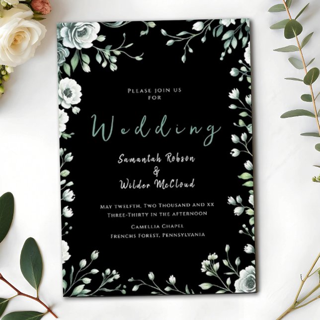 Invitación La caprichosa vegetación negra y el Boda del oro (Subido por el creador)