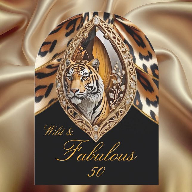 Invitación La cara del tigre salvaje fabulosa 50 cumpleaños B (Subido por el creador)