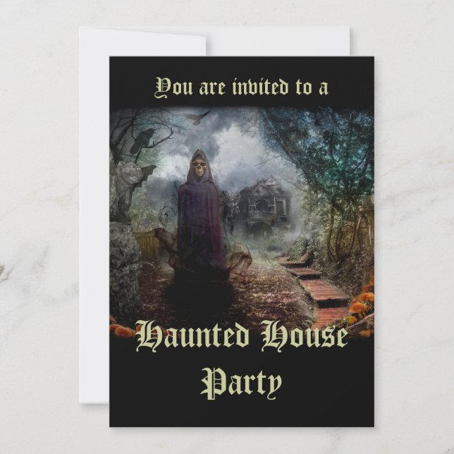 Invitación La casa embrujada y el fantasma del dueño - Macabr (Anverso)