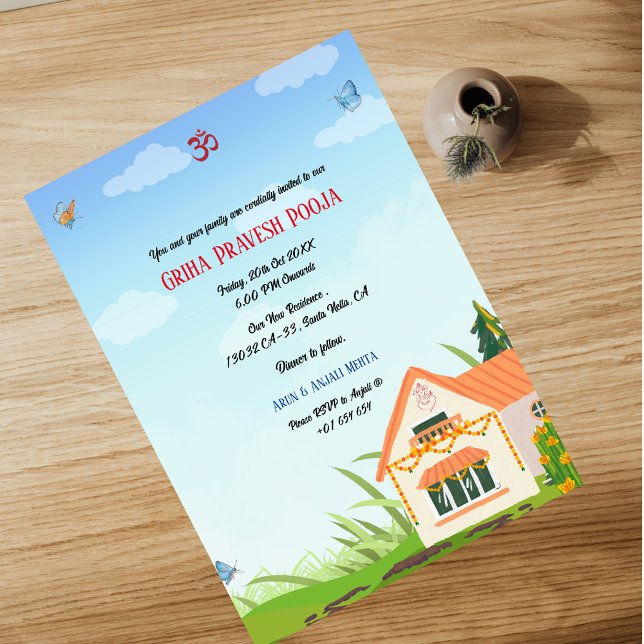 Invitación La casa hindú que calienta a Griha Pravesh (Subido por el creador)