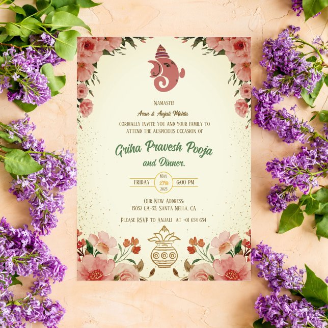 Invitación La casa hindú que calienta a Griha Pravesh (Subido por el creador)