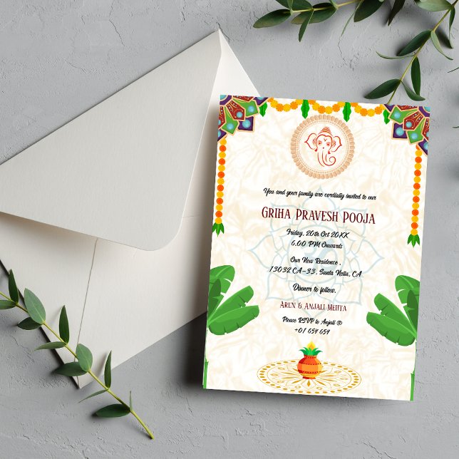 Invitación La casa hindú que calienta a Griha Pravesh (Subido por el creador)
