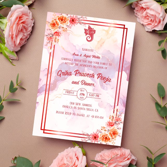 Invitación La casa hindú que calienta a Griha Pravesh (Subido por el creador)